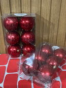 Bola brilho/fosca c/glitter vinho 8cm jogo