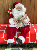 Papai Noel barba curly sentado 45cm vermelho