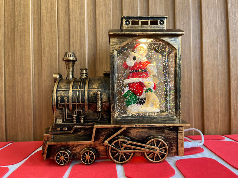 Globo de neve trem com papei noel 20x10x19cm c/usb