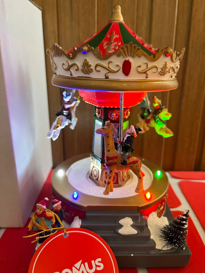 Cenário carrossel c/som Led movimento 18x12cm 3AA