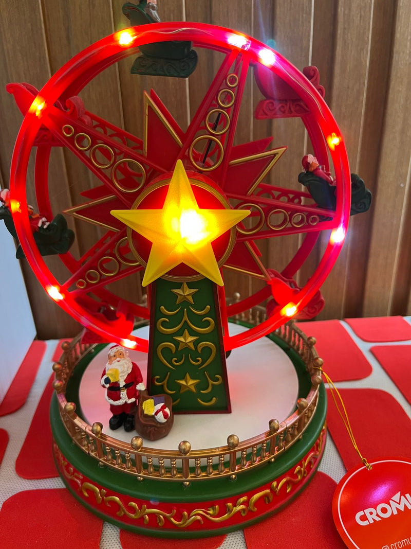 Cenário roda gigante c/som Led movimento clr 23x18cm 3AA