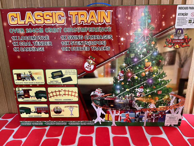 Dec Trem c/Led som movimento clr 63,5cm 6AA kit c/44 peças