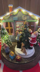 Cenário casa Noel c/luz movimento clr 16x15cm